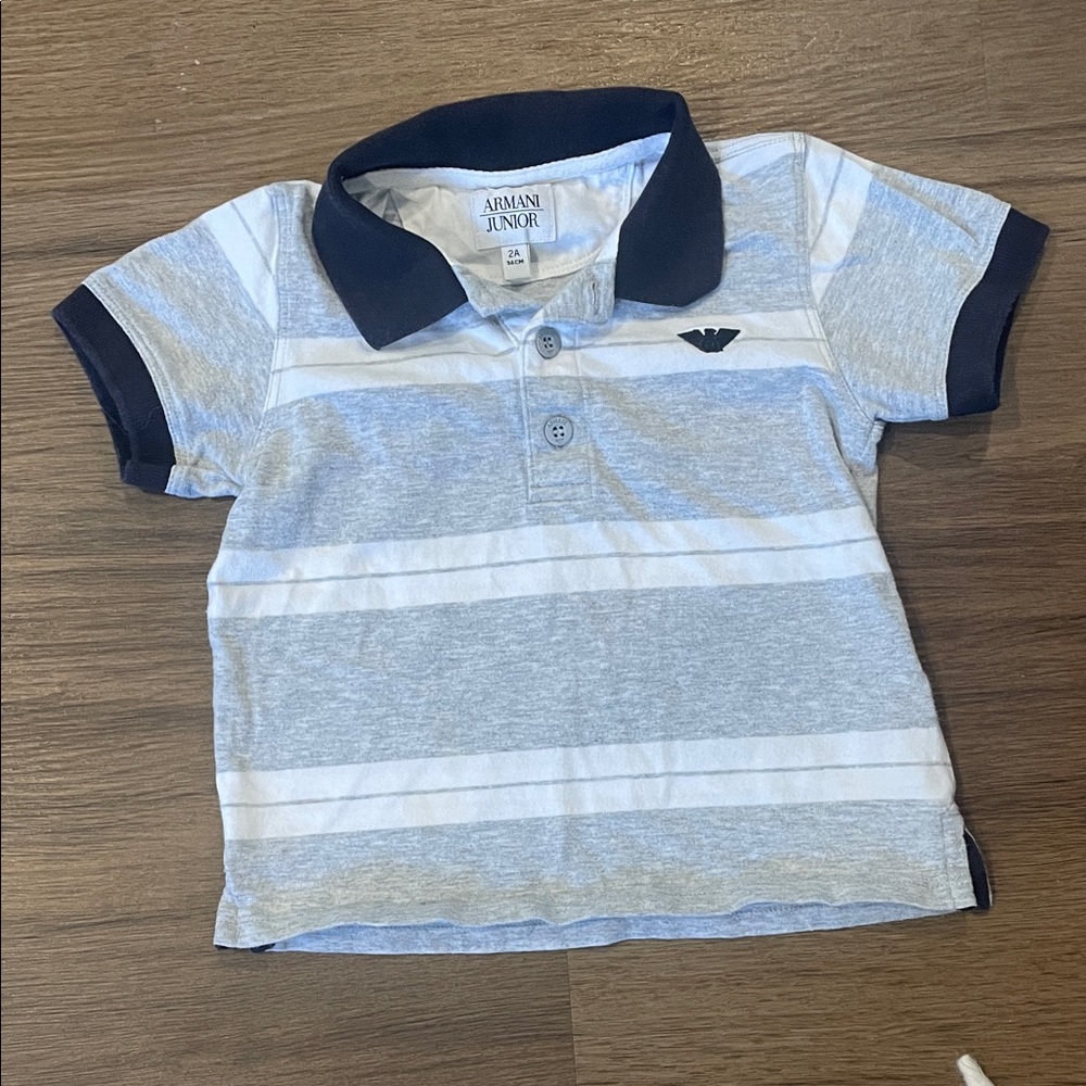 Armani Junior Navy and White Polo Shirt